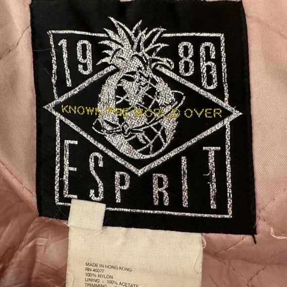 Vintage Esprit 1986 Gray Pink Lined Silky Nylon Bomber Jacket Size M Hong Kong - Picture 11 of 16
